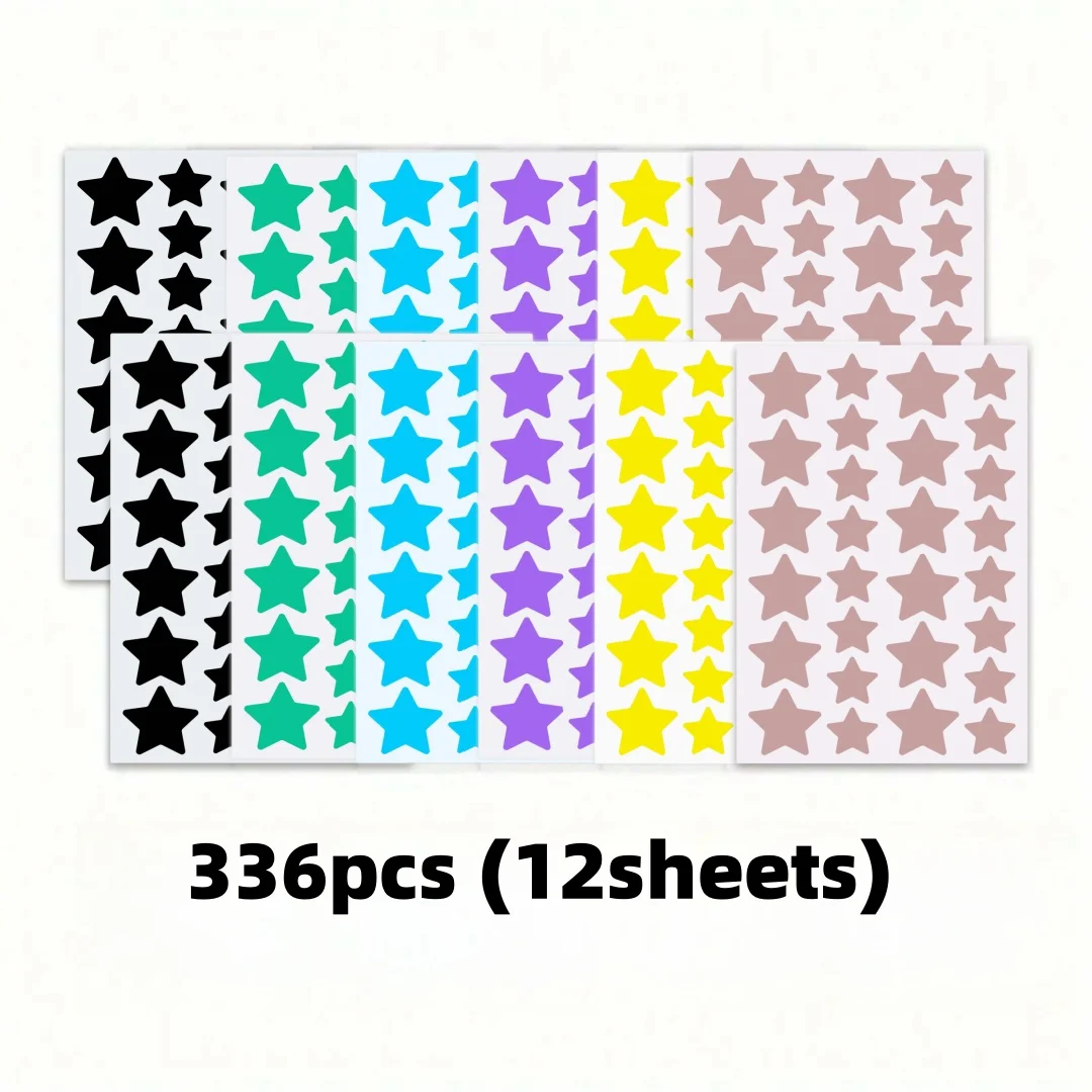 336 قطعة من ملصقات كونسيلر متعددة الألوان على شكل نجمة، ملصق حب الشباب على شكل نجمة، مقاوم للماء وجيد التهوية، للاستخدام اليومي للوجه #5