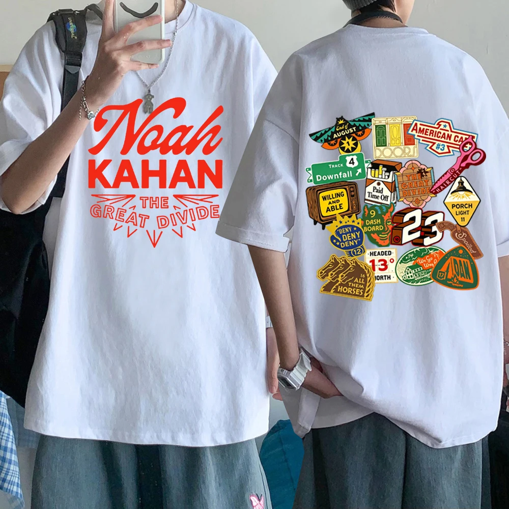 Noah Kahan Porch Light The Grea Divide Tour 2026 T-shirt Man Woman Harajuku Short Sleeve O-neck Casual Shirt