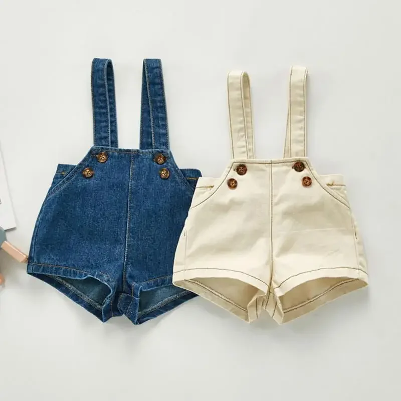 

2024 Newborn Spring Autumn New Baby Overalls Boys Girls Denim Overalls Kids Jumpsuit Children Denim Shorts