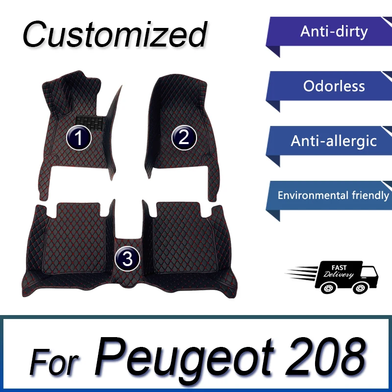 

Автомобильные коврики для Peugeot 208 P21 2019 ~ 2022, коврик для защиты от грязи, аксессуары для автомобильного коврика, кожаный коврик, аксессуары для интерьера автомобиля