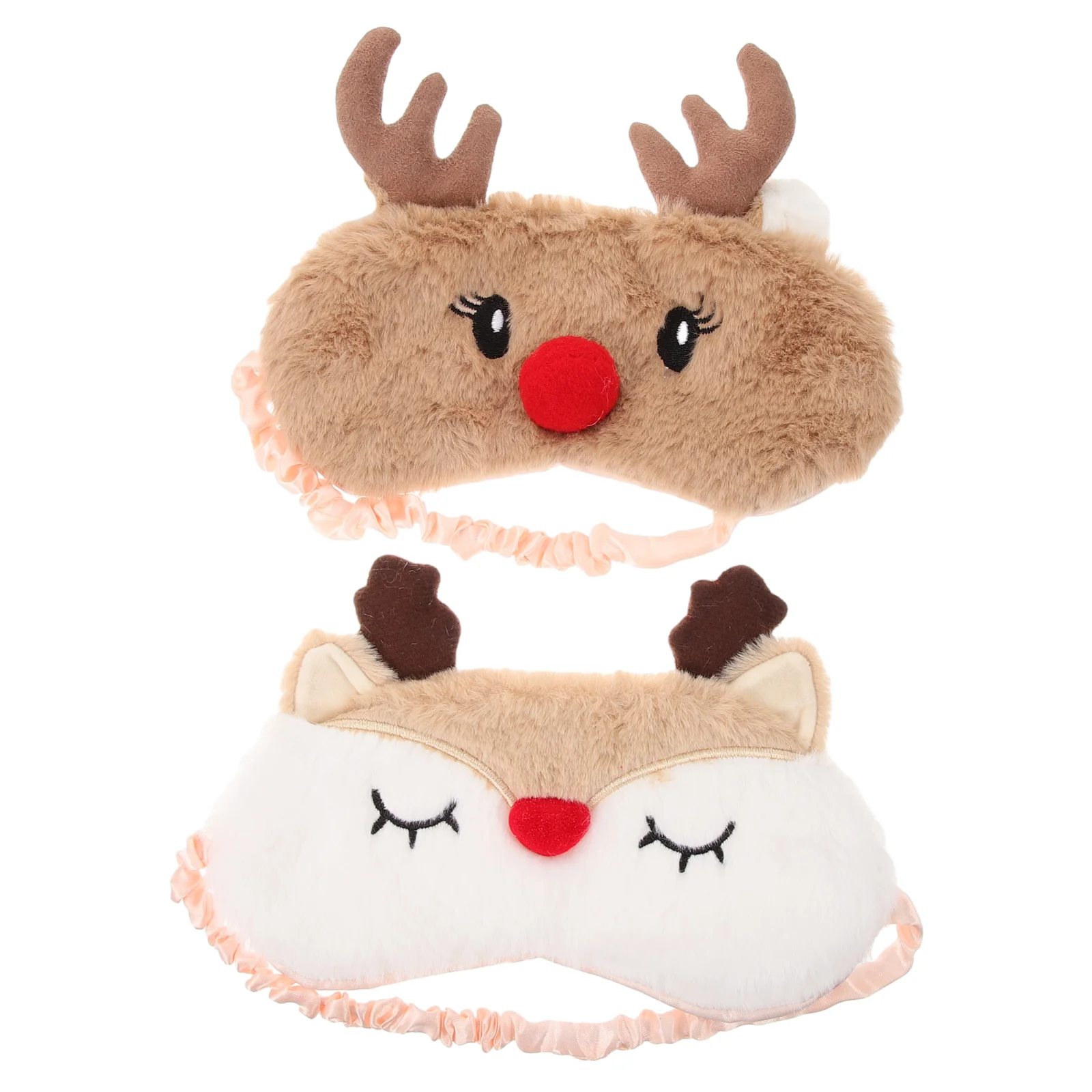 2 Pcs Elk Blindfold Eye Mask Adorable Plush Lovely Christmas Sleep Cartoon Cover