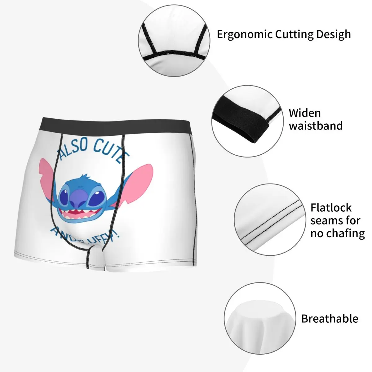 الكرتون الرسوم المتحركة التلفزيون غرزة الملاكم السراويل الرجال 3D المطبوعة الذكور تمتد سراويل داخلية ملخصات #5