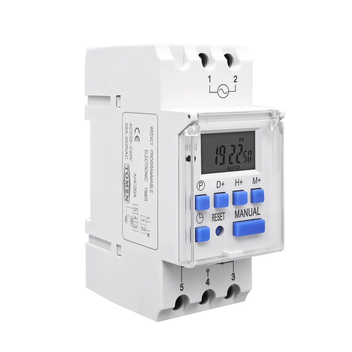 TOMZN 1NO 1NC Din Rail Single Phase Weekly 7 Days Programmable Digital TIME SWITCH Relay Timer AC 220V 230V 12V 24V 48V 16A