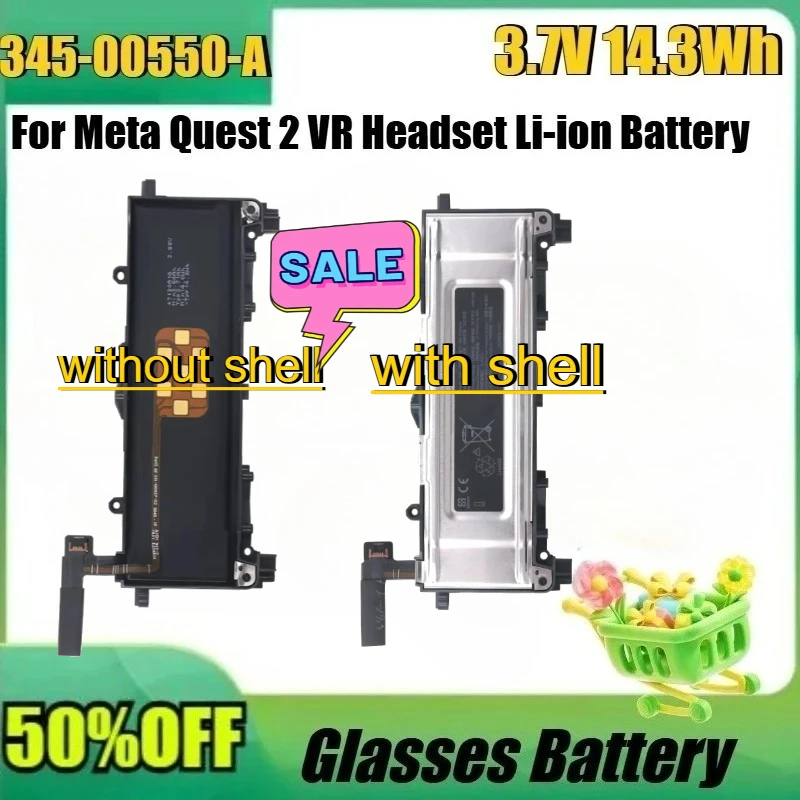 

New For Meta Quest 2 VR Headset 3.85V 14.3Wh Li-ion Batteries Replacement Part Accessories Battery New 345-00550-A Battery