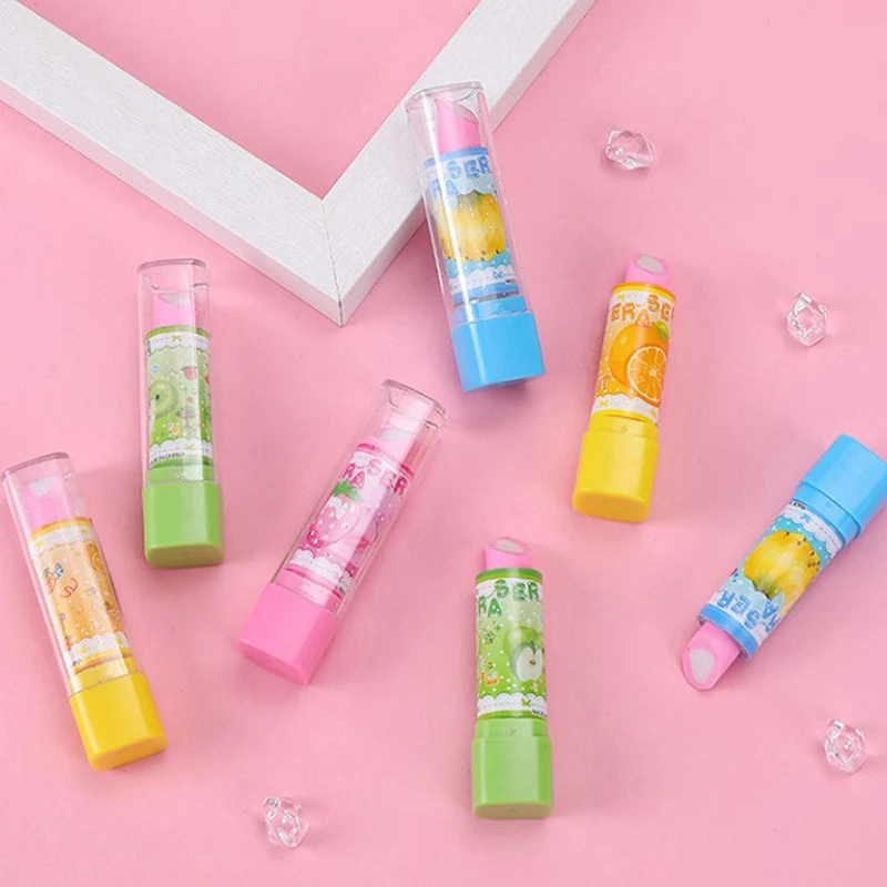 Lipstick Vorm Gum Voor Kinderen Cartoon Leuke Student Kawaii Gum Schattige Studenten Stationair Willekeurige Kleur Groothandel Artikelen