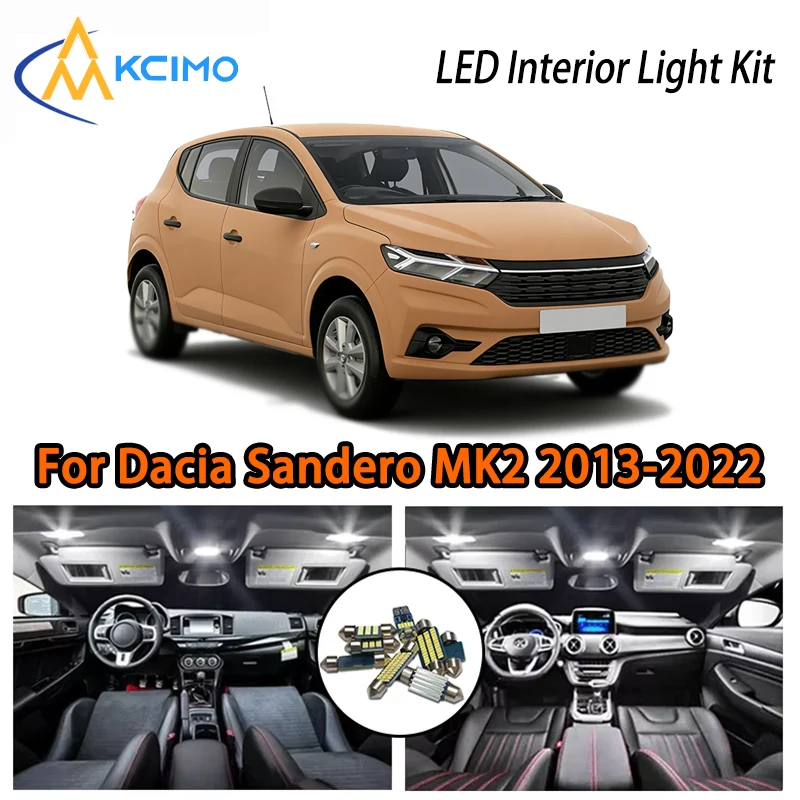 Premium White Ice Blue LED Lights For Dacia Sandero MK2 2013-2022, Two Colors Super Bright Interior
