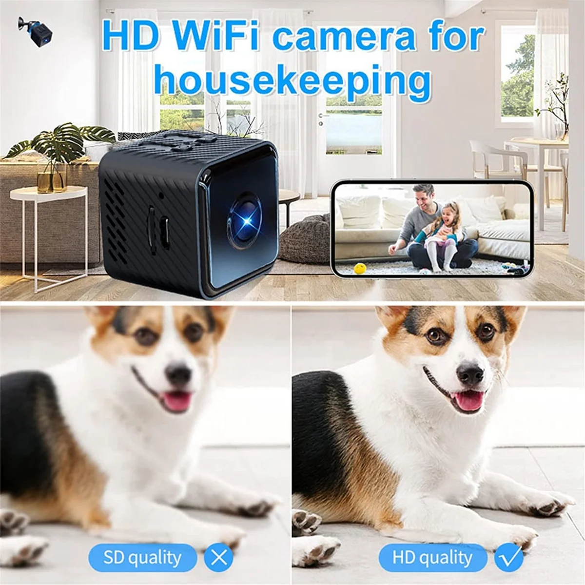 RISE 1080P HD Мини Wi-Fi камера Умный дом Защитная видеокамера ночного видения Профессиональное обнаружение движения Портативная