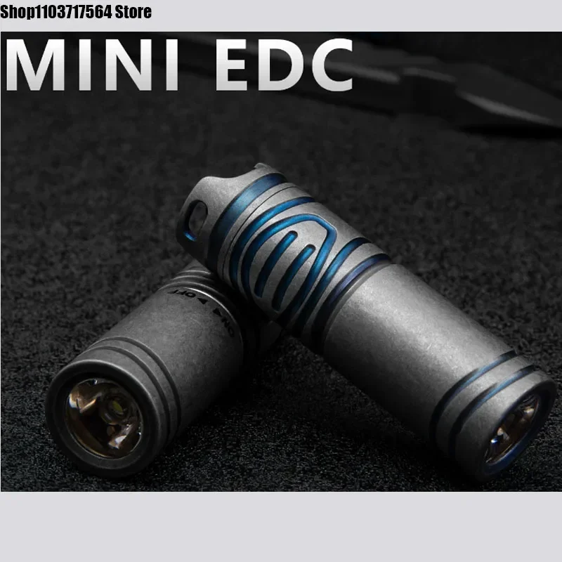 EDC aleación de titanio Mini linterna recargable pesca al aire libre impermeable Camping iluminación herramientas EDC