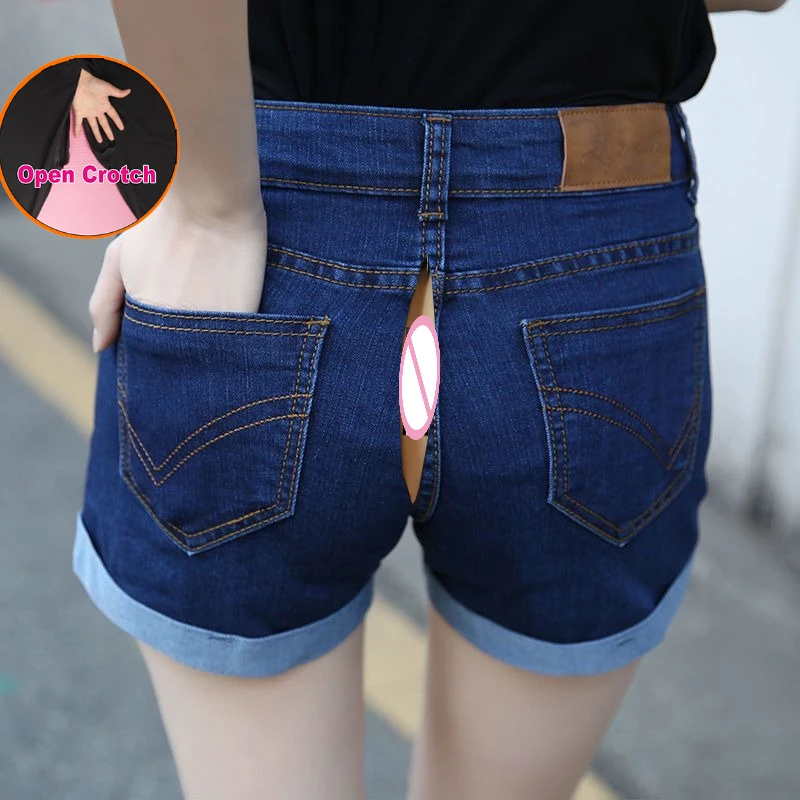 Pantalones cortos vaqueros abiertos de cintura alta para mujer, edición coreana de verano, holgados, versátiles, ajustados, elásticos, talla grande