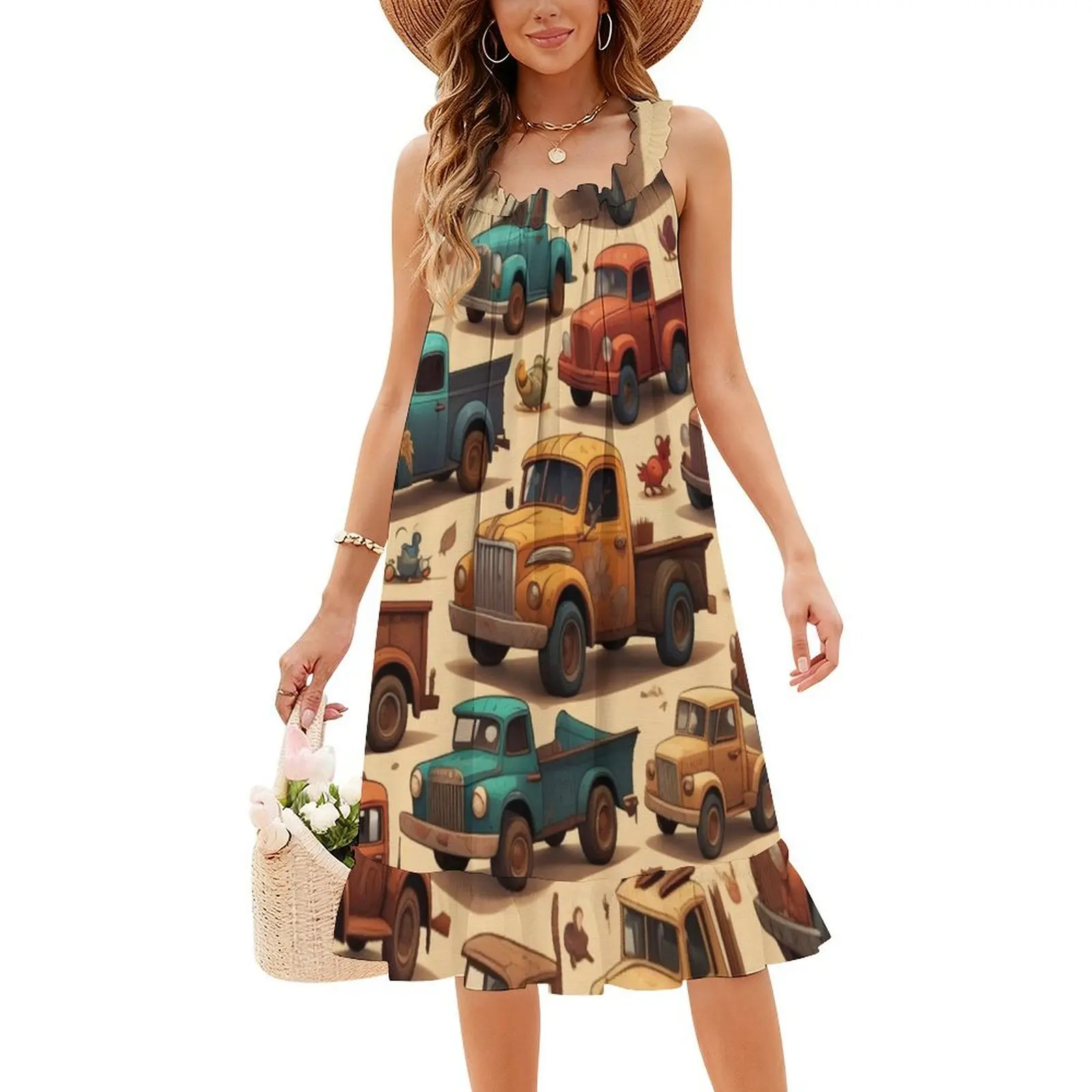 فستان كلاسيكي للشاحنات الصغيرة على الطراز الكوري للنساء فستان كاجوال أنيق للحفلات أو الارتداء اليومي للسيارات والسيارات الكلاسيكية #4