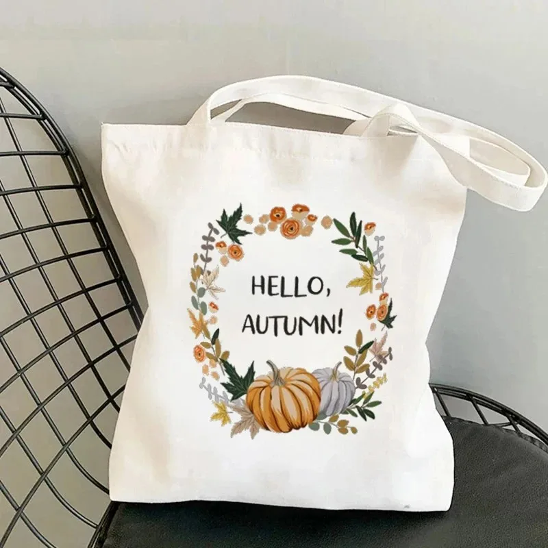 Pumpkin Women Shoulder Bags Just A Girl Who Loves Printed Shopper Canvas Bag Harajuku Female Tote Handbag Fashion Girl Handbags