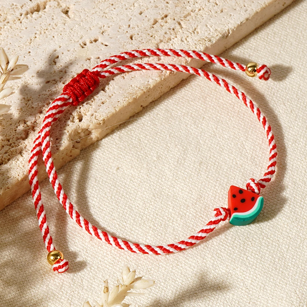 1/2/4/6/10pcs Red Friendship Rope Heishi Watermelon Women Bracelet Boho Jewelry As Lucky Gifts For Friend