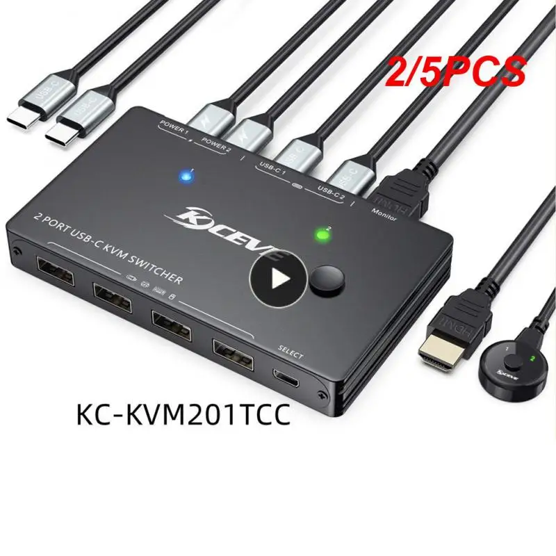 

2/5PCS Type-C KVM Switch 2 In 1 Out 4K 60Hz USB KVM Switch Support PD Charg For 2 Computers Share 1 Monitor And 4 USB