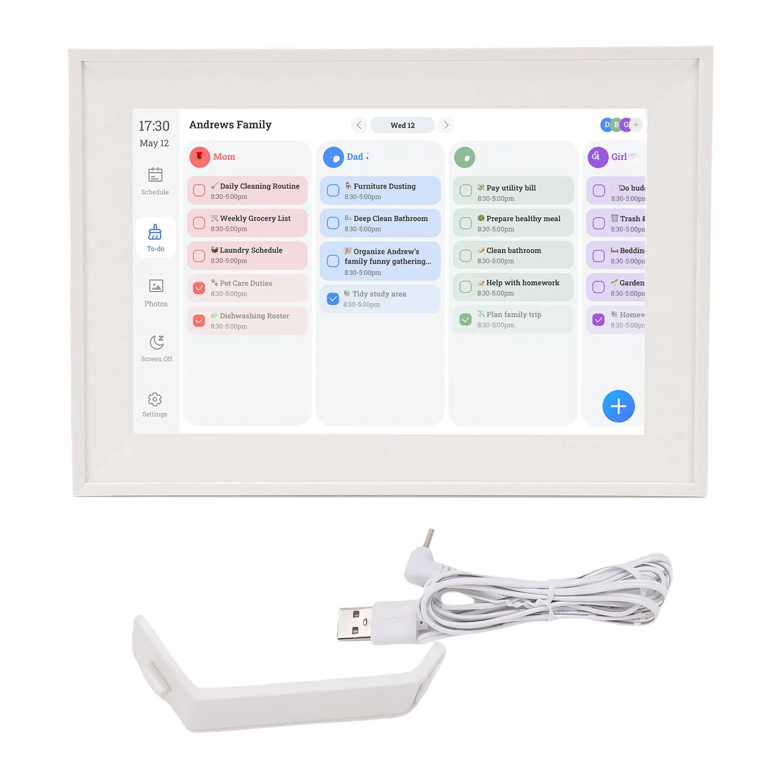 Smart Digital Calendar 10.1 Inch LCD Touch Screen Interactive Smart Family Planner Chore Chart for Home Electronic Calendar