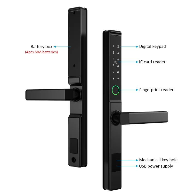 IP65 Waterproof cerradura inteligentes wifi Tuya Smart Home Fingerprint Digital Smart Outdoor Door Lock for Aluminum Doors