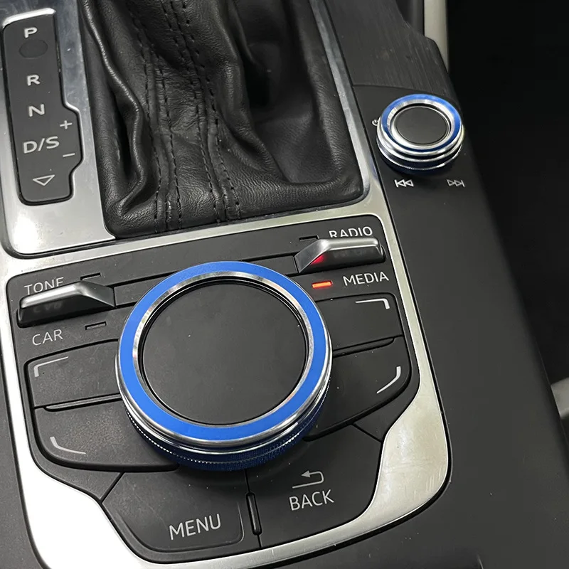 Auto Center Konsole Multimedia Knopf Schalter Rahmen Abdeckung Aufkleber Dekor Ring Trim Für Audi A3 8V S3 2014-2019 innen Zubehör – Detail 3