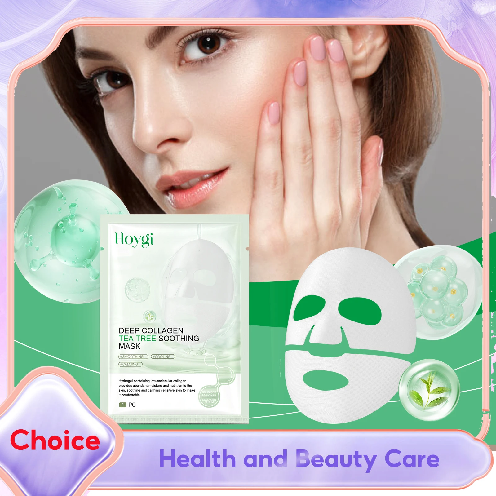 

Hyaluronic Acid Facial Mask Reduce Fine Lines Soothing Redness Shrink Pores Brighten Skin Moisturizing Compact Collagen Masks
