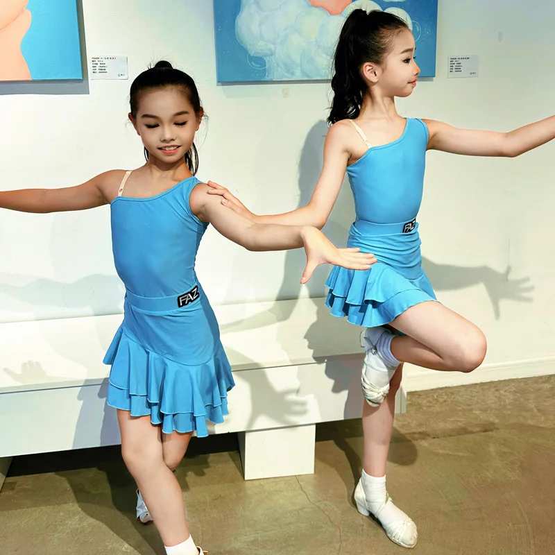 New professional performance girls' Latin dance dress practice clothes children's skirts vestidos femininos frete grátis