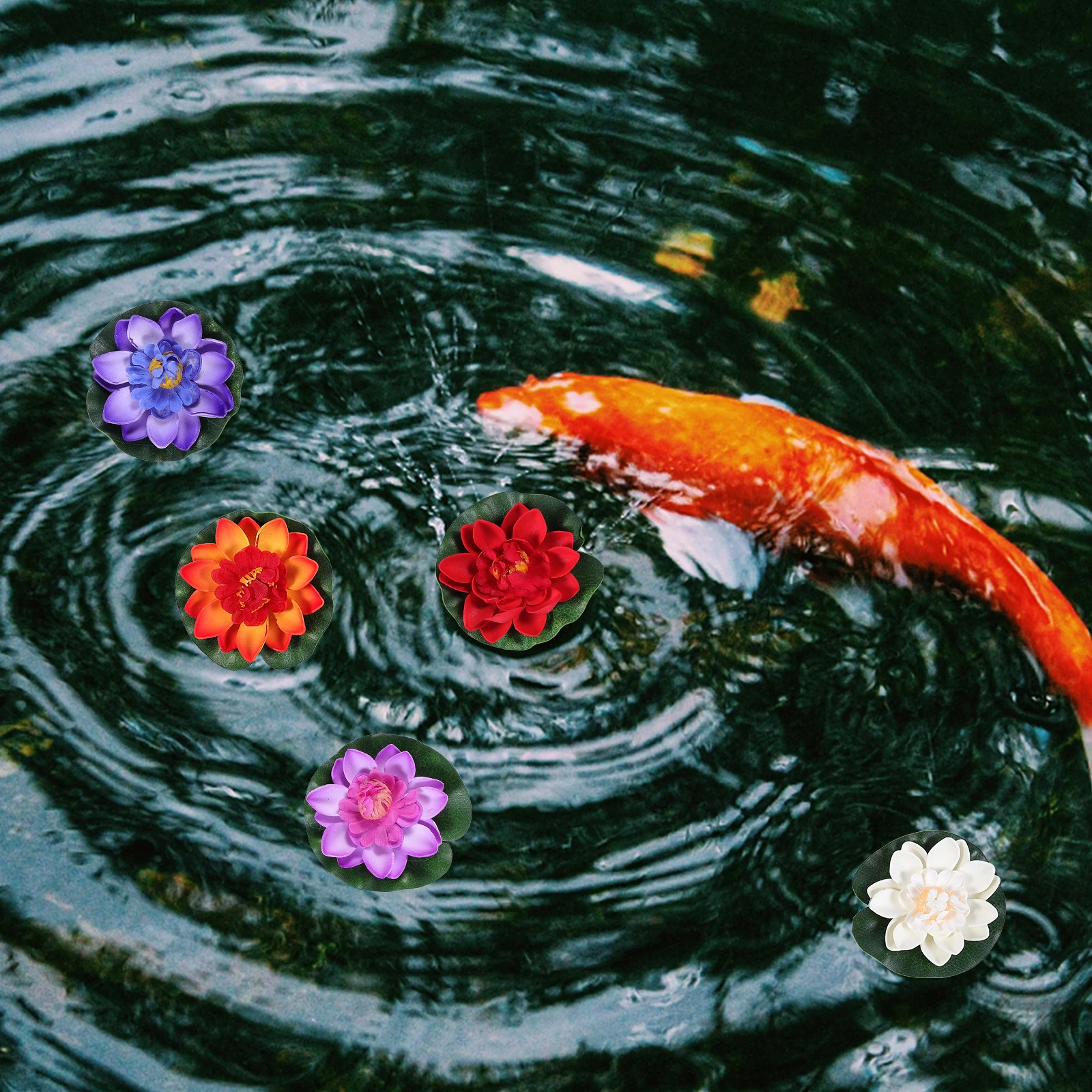 

6pcs Lotus Artificial Flowers Decoration Durable Plastic Pond Pool Fish Tank Props Lifelike Water Lily