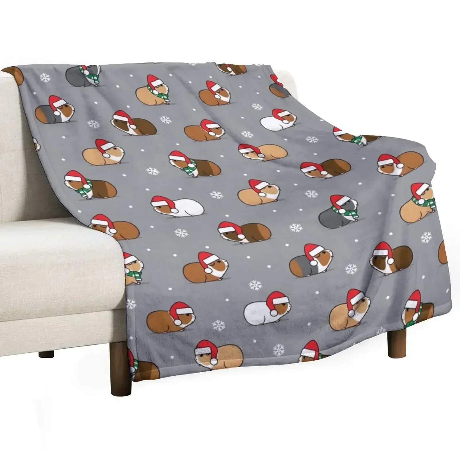 

Christmas Guinea pigs - grey Throw Blanket Moving Flannels bed plaid Hairys Blankets