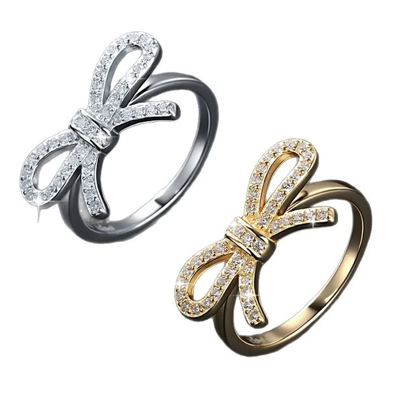 

Butterflykiss S925 Sterling Silver Bowknot Moissanite Engagement Ring For Women Luxury Diamond Rings Wedding Fine Jewelry Gift