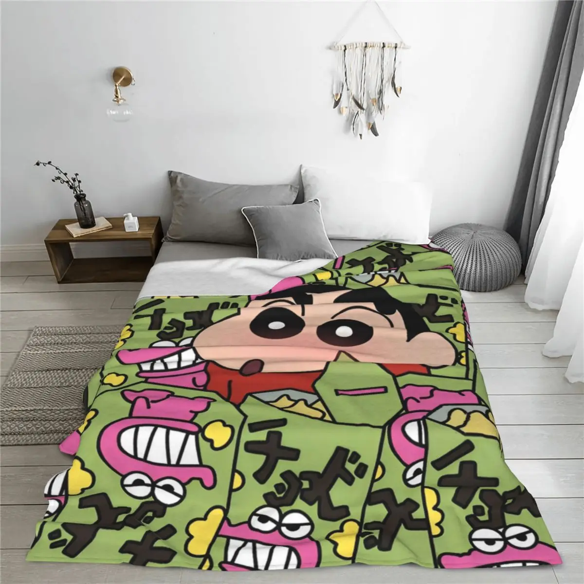 Crayon Shin-chan Chocobi Cookie Blanket Japanese Anime Flannel Throw Blankets Airplane Travel Print Soft Warm Bedsprea