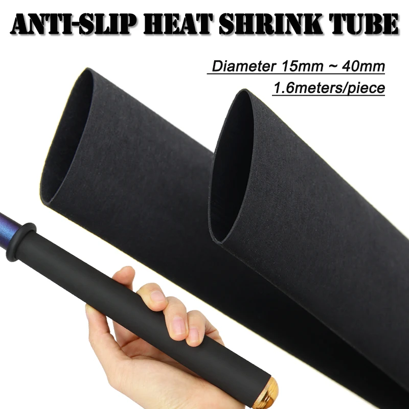 1,6m/Stück Einfarbiger Rutschfester Schrumpfschlauch Anti-Rutsch-Isolierhülse 15mm-40mm Wasserdichte Abdeckung Angelruten-Ummantelung