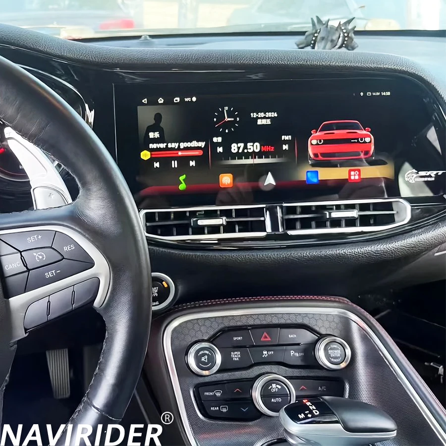 

12.3-дюймовый автомобильный радиоприемник с CarPlay, Android 14, GPS-навигацией и сенсорным LCD-экраном для Dodge Challenger SRT Hellcat 2010-2023, мультимедийный проигрыватель