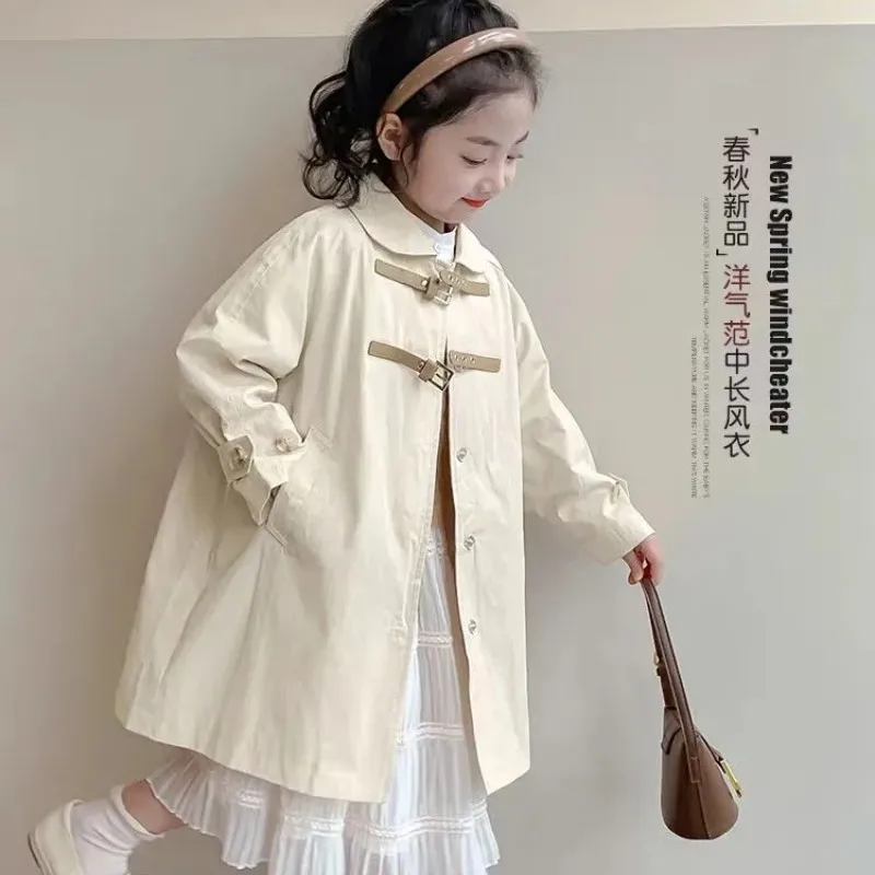 

Baby girl's coat Spring and Autumn new Korean version children's medium long windbreaker Western style casual top