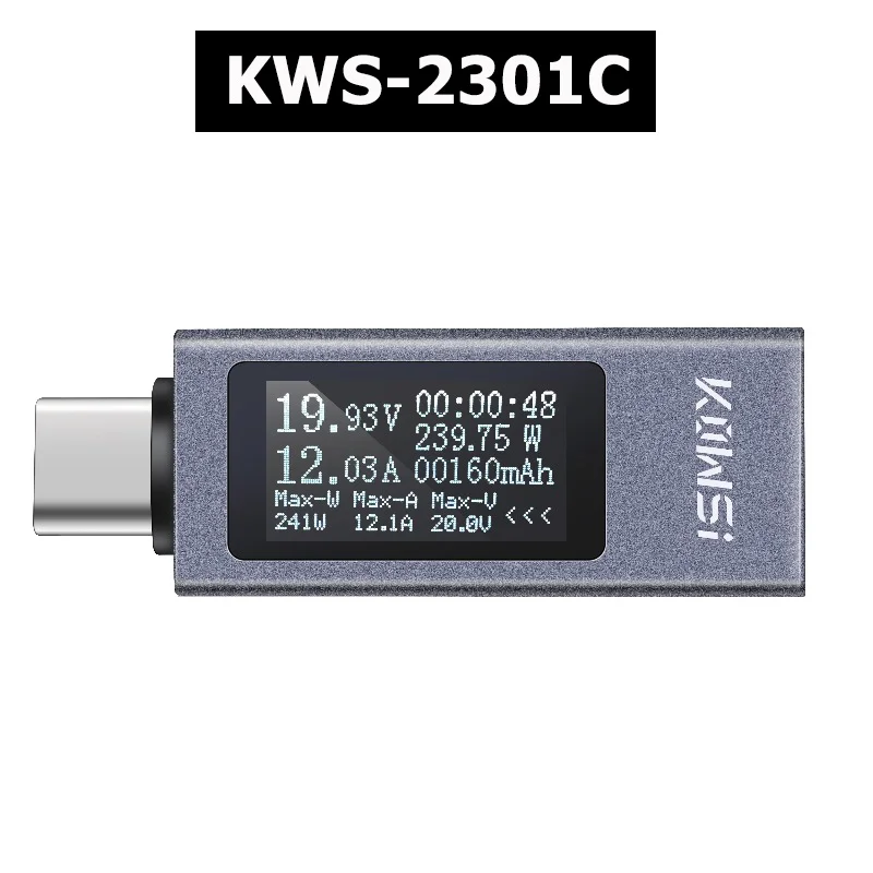 Type-C Multifunctioneel digitaal display DC-spanning Ampèremeter Power Meter DC 4-30V 12A Voltmeter Ampèremeter Oplader Capaciteitstester