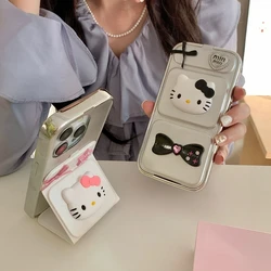 Custodia per telefono stereoscopica 3D Cute Cartoon Sanrio Hello Kitty per iPhone 15 14 13 12 11 Pro Max Cover posteriore pieghevole per supporto