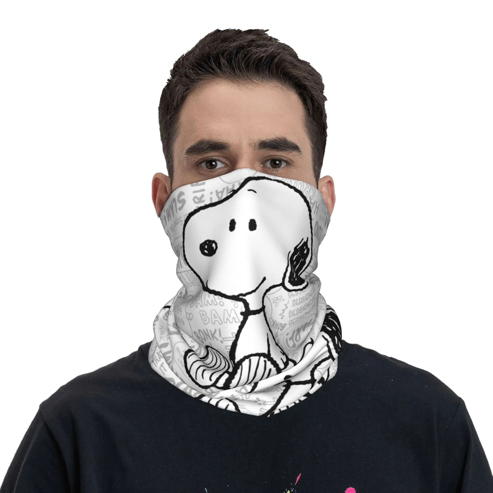 Snoopys Bandana Neck Gaiter Printed Cartoon Mask Scarf Multifunctional Cycling Scarf Hiking for Men Women Adult Winter