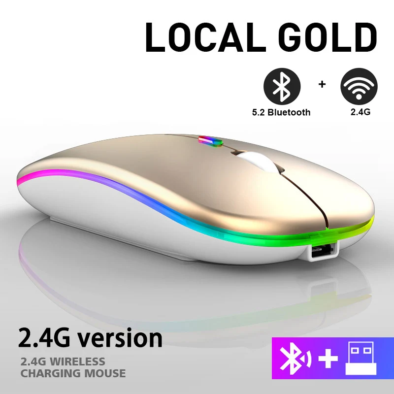 Oplaadbare Bluetooth Draadloze Muis met 2.4GHz USB RGB 1600DPI Muis voor Computer Laptop Tablet PC Macbook Gaming muis Gamer