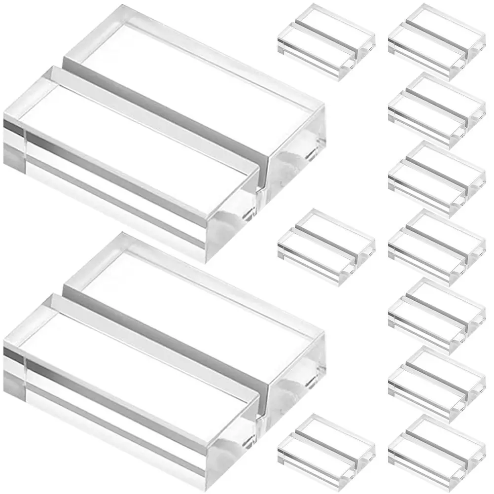 12Pcs Acrylic Table Number Display Stands Clear Card Holders Stable Desktop Sign Holders for Weddings Gold Table Numbers