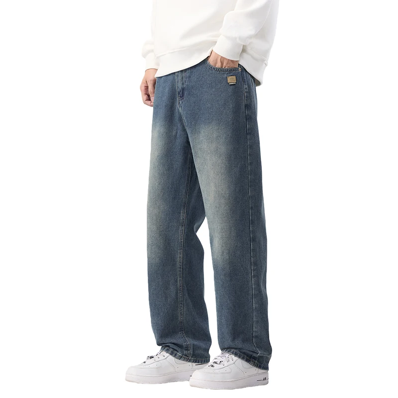 

Men's Fashionable Jeans All-Season Cotton Blend Optional Fleece-Lined Straight-Leg Pants Minimalist Versatile Casual Denim Wear