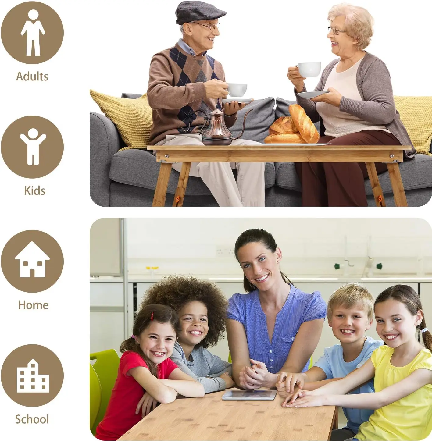 Adjustable Folding Floor Desk with Large Tray for Laptop, Coffee Table, and Gaming, 33.5x17.7 Inches