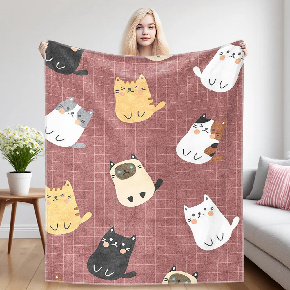 Kitten Group Nap Blanket,Flannel Blanket,Suitable For Sofas,Beds,Cars,Rooms,Offices,Camping,Exquisite Gift Blankets
