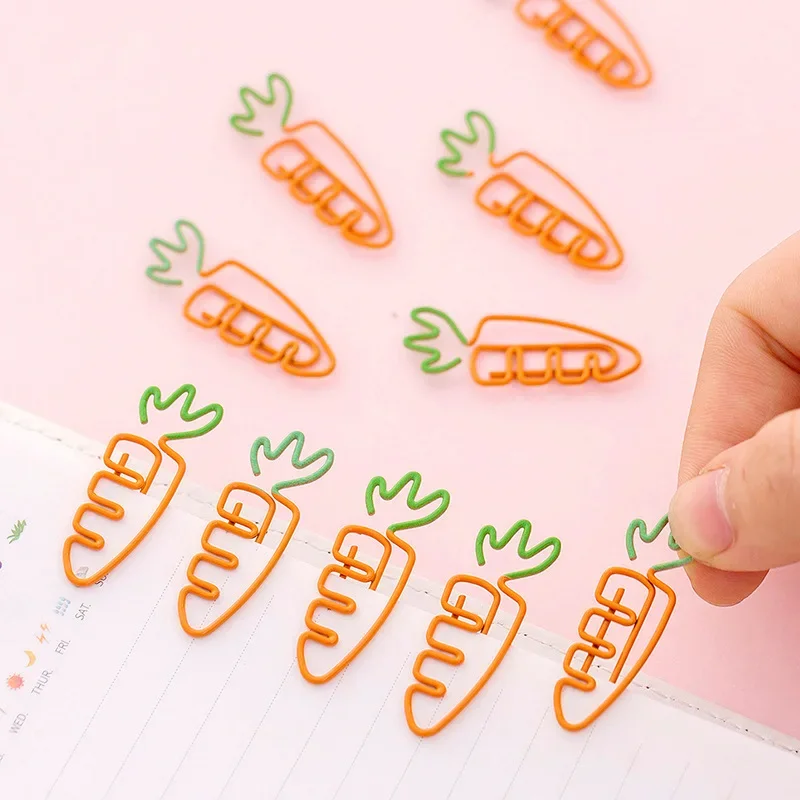 5PCS Cute Kawaii Mini Bookmark Carrot Modeling Metal Paper Clip Stationery Bookmark Escolar Papelaria School Office Supply