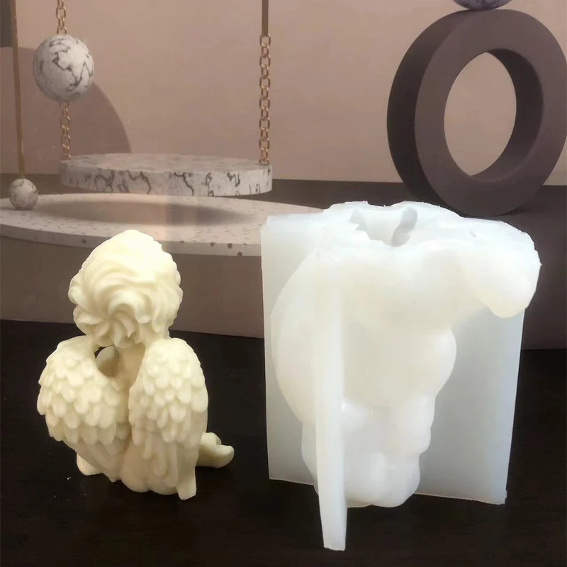 3D Large Angel Silicone Molds Cute Angel Wings Baby Portrait Candle Resin Crafts Plaster Mold DIY Soap Ice Cube Baking Tool