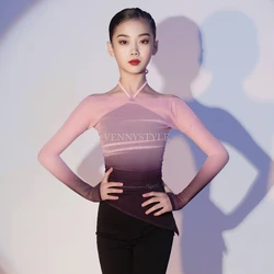 Vennystyle Women's Latin dance dress Girls' gradient Change dance top Long sleeve ballroom set Latin dance pants