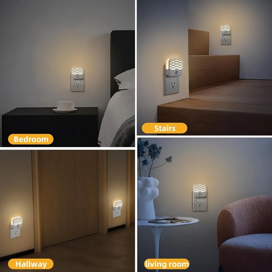 3 Pack Night Lights Plug into WallMotion Sensor Night Light Indoor with 3000K 10LM LED Decorative Night Light for Stairs Hallwa