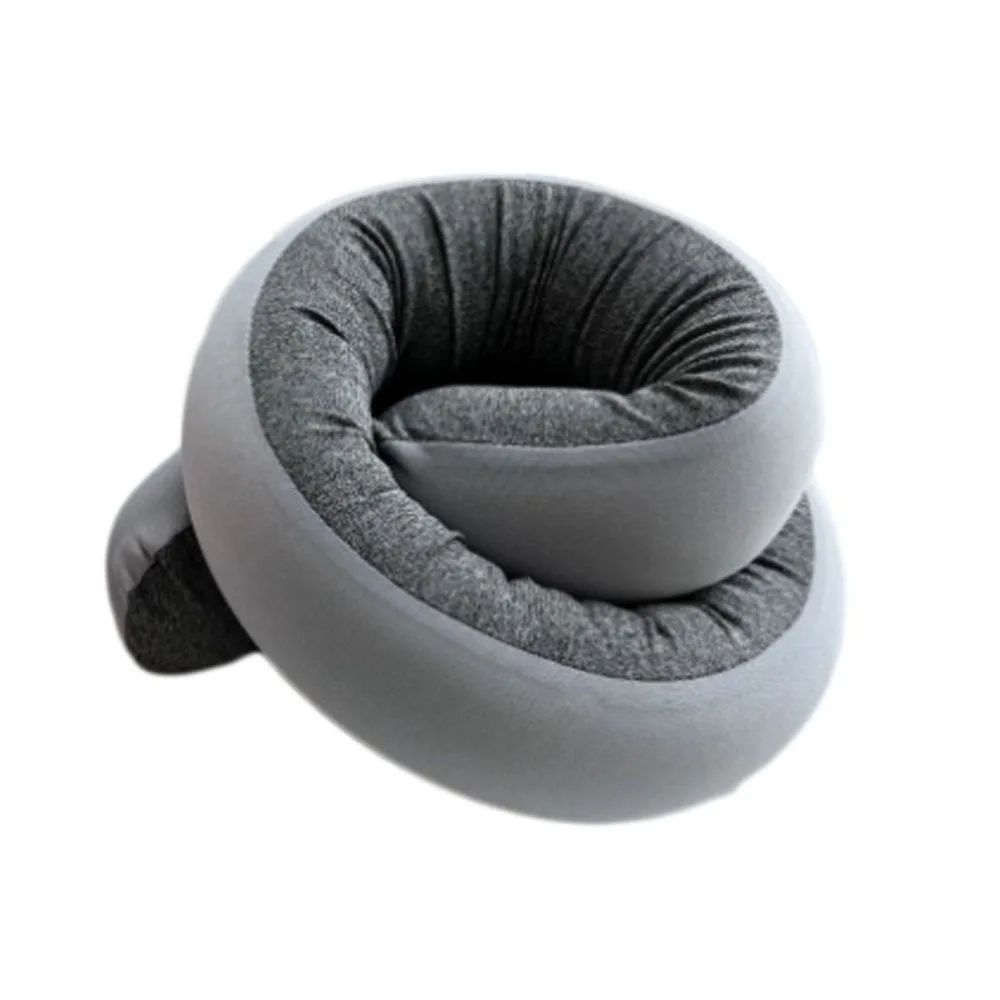 

Freely Shapeable Travel Pillow Portable Easy to Storage 360°Neck Pillow Nylon Adjustable Spiral Wrapping Cushio Home