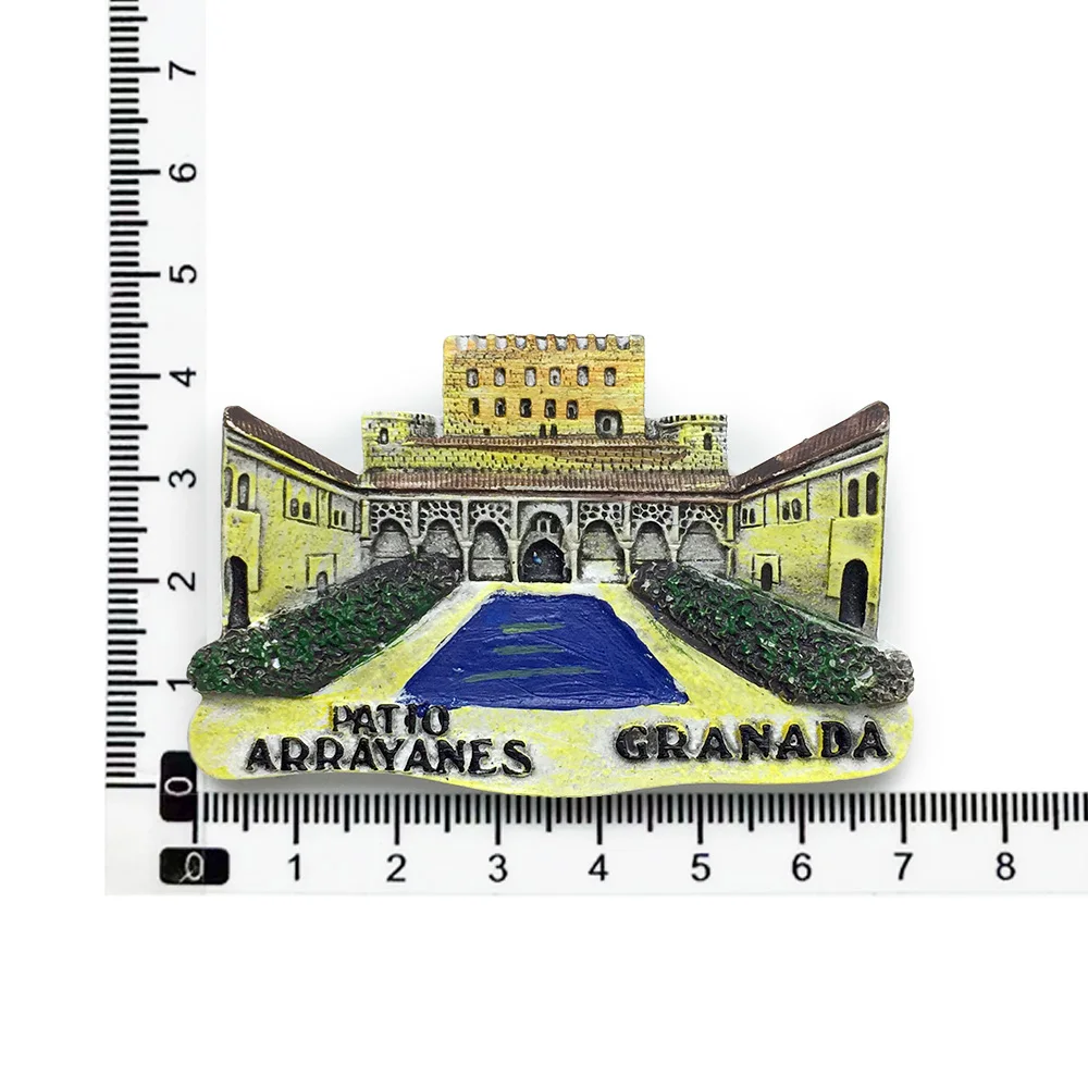 3D Resin Refrigerator Magnet - Patio de Arrayanes, Granada, Spain - Cultural and Historical Value - Strong Magnet for Home Decor