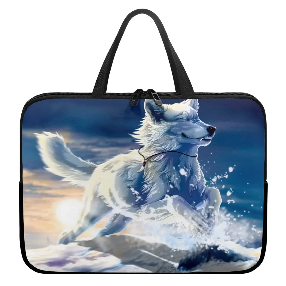 White Wolf Designer Casual Portable Tablet Bag 10 12 13 15 17Inch Zipper Laptop Bag Case High Quality PC Portable Pouch Handbags