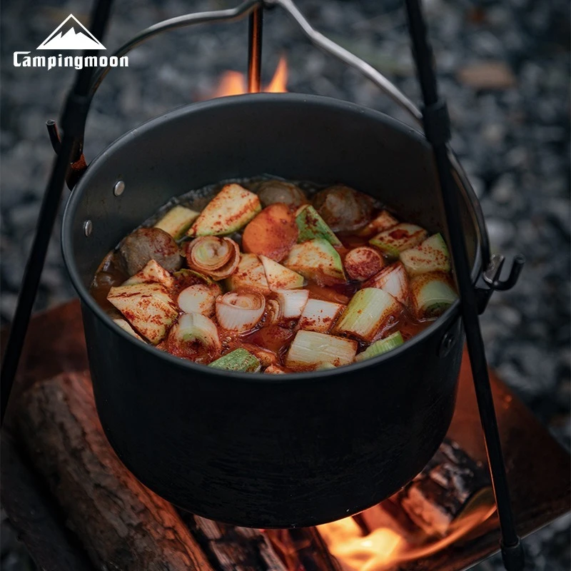 

Кемпинговая посуда из алюминиевого сплава большой вместимости, кастрюля для супа, портативная подвесная кастрюля, походная посуда, легкая походная утварь