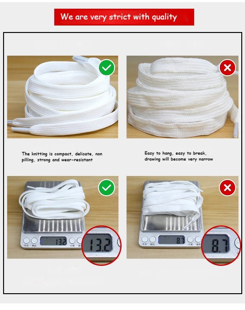 Classic White & Black Flat Shoelaces for Sneakers, High-Quality