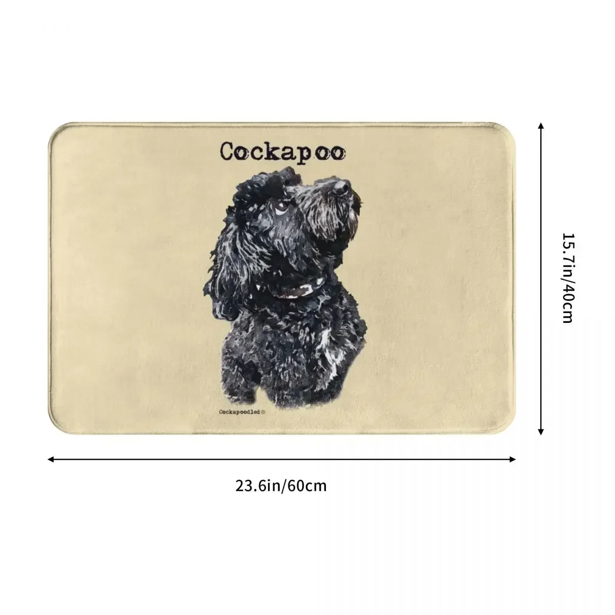 Black Cockapoo Dog Polyester Doormat Rug carpet Mat Footpad Non-slip Water oil proof Entrance Kitchen Bedroom balcony toilet