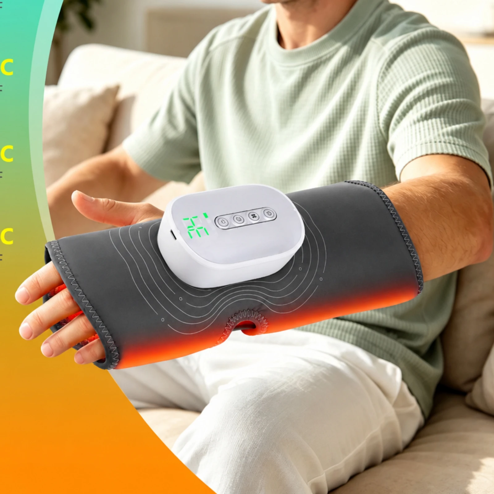 Hand and Wrist Air-Compression Massager Adjustable Intensity Cordless Hand Massager with Heat Automatic Shutoff for Home Use