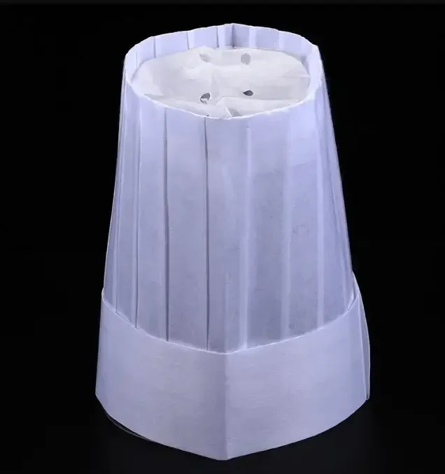 20 Einweg-Kochmützen, hohe Mützen aus Vliesstoff, 29 cm weiß