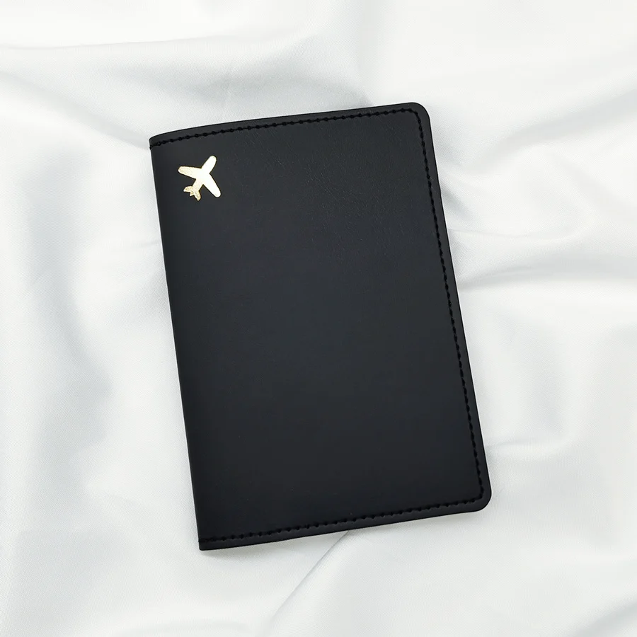 Funda de cuero PU para pasaporte de piezas, tarjetero ligero para avión, accesorios de viaje a la moda, 1 unidad